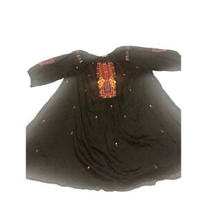 Johnny was size Large floral embroidered sheer dress 100% cotton - EUC